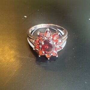 Sterling Silver Garnet Ring 9